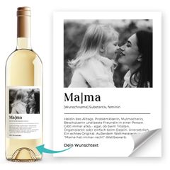 Weinetiketten personalisiert mit Foto Geschenkidee Mutter Mama Definition mit Wunschtext Flaschenetiketten selbstklebend SpecialMe®