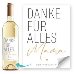 Weinetiketten personalisiert Danke für Alles Mama Geschenkidee Muttertag Flaschenetiketten selbstklebend Wein Geschenk SpecialMe®