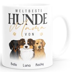 Tasse personalisiert Hunde Mama Hundefiguren mit bis zu 3 Namen anpassbar Geschenkidee Hundebesitzerin SpecialMe®