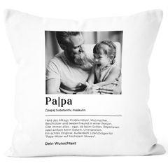 Kissen-Bezug mit Foto und Wunschtext Wörterbuch-Design Geschenk für Papa Vatertagsgeschenk Kissenhülle Baumwolle SpecialMe®