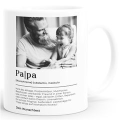 Tasse Papa personalisiert mit Foto und Wunschtext Wörterbuch-Design Geschenkidee Vater Geburtstag Vatertag Weihnachten SpecialMe®