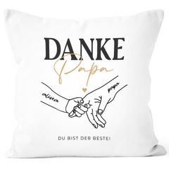 Kissen-Bezug Vatertag bis zu 6 Kinder-Hände personaliserbar mit Namen Papa du bist der Beste Geschenk für Väter SpecialMe®