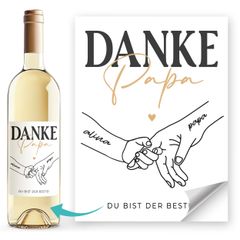 Weinetikett Vatertag bis zu 6 Kinder-Hände personaliserbar mit Namen Papa du bist der Beste Weinflaschenetikett selbst gestalten SpecialMe®