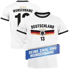Herren T-Shirt Fußball Trikot EM WM Frontprint und Backprint personalisiert mit Name Deutschlandshirt Moonworks®