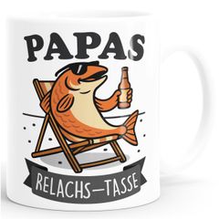 Tasse Lustig Wortspiel Lachs Relax Geschenkidee für Papa zum Vatertag Angler Keramik Becher MoonWorks®
