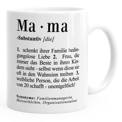 Kaffee-Tasse Mama Definition Dictionary Wörterbuch Duden Geschenk für Mama Mutter MoonWorks®