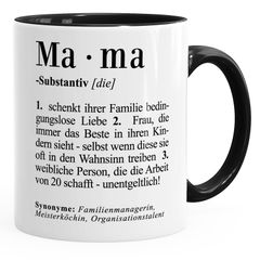 Geschenk-Tasse Mama Definition Dictionary Wörterbuch Duden Muttertagsgeschenk MoonWorks®
