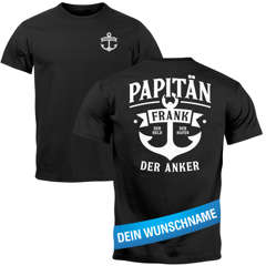 Herren T-Shirt Vatertag Backprint Anker personalisiert mit Name Spruch lustig Geschenkidee  Papa Moonworks®