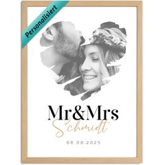 Hochzeitsposter mit Foto personalisierbar Geschenk an das Brautpaar Hochzeit Mr und Mrs personalisiert mit Nachnamen Datum SpecialMe®