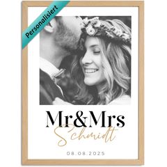 Hochzeitsposter mit Foto personalisierbar Geschenk an das Brautpaar Hochzeit Mr und Mrs personalisiert mit Nachnamen Datum SpecialMe®