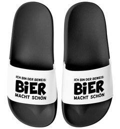 Badeschlappen Herren Damen Unisex mit Spruch Aufdruck Bier macht schön Badelatschen Urlaub JGA Moonworks®