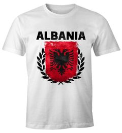 Herren T-Shirt - Fußball EM 2016 Albania Albanien Flagge Vintage - Comfort Fit MoonWorks®