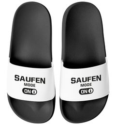 Badeschlappen Badelatschen Saufen Mode on mit Aufdruck Bedruckt Herren Damen Badeschuhe Männer Urlaub Party JGA Moonworks®