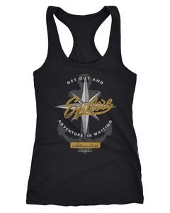 Damen Tank-Top Anker Windrose Go out and explore Adventure Abenteuer  Racerback Baumwolle Slim Fit tailliert Neverless®