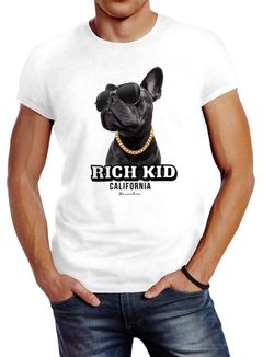Herren T-Shirt Rich Kid California ironisches Statement Bulldogge Fashion Streetstyle Neverless® 