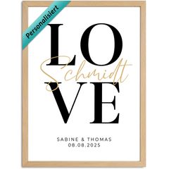 Poster Hochzeit personalisiert mit Namen und Datum Paar Geschenke LOVE Schritzug Wandbild SpecialMe®