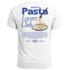 Herren T-Shirt Backprint Pasta Lovers Club Nudeln Italien Grafikshirt Sommer Fashion Streetstyle Baumwolle Neverless®