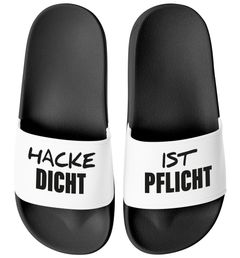 Badeschlappen Badelatschen Unisex mit Aufdruck Hacke Dicht ist Pflicht Bedruckt Herren Damen Badeschuhe Männer Frauen Geschenk Moonworks®