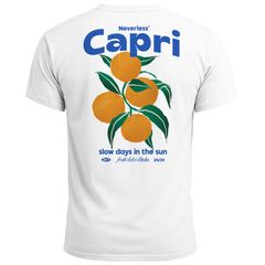 Herren T-Shirt Backprint Vintage Capri Orangen Grafikprint Fashion Streetstyle Neverless®