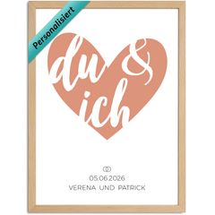 Poster Hochzeit Du & Ich personalisiert mit Namen und Datum – Herz Wandbild als Hochzeitsgeschenk für Brautpaar Partner Jahrestag SpecialMe®
