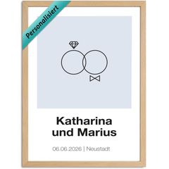 Hochzeitsposter Ringe Hochzeitsgeschenk für Brautpaar personalisiert mit Wunschnamen Wunschtext Datum SpecialMe®