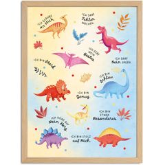 Affirmationsposter Kinder Dinosaurier Wandbilder Kinderzimmer Wanddeko Sprüche Mutmacher Selbstliebe Motivation SpecialMe®