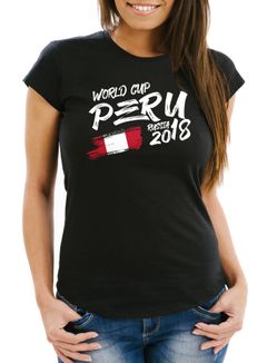 Damen T-Shirt WM-Shirt Peru Perú Fan-Shirt WM 2018 Fußball Weltmeisterschaft Moonworks®