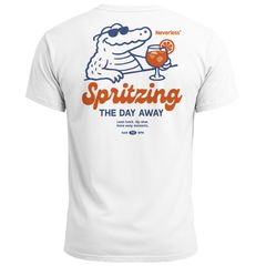 Herren T-Shirt Backprint Spritzing the day away Alligator Retro Design Printshirt Grafikshirt Fashion Streetstyle Neverless®