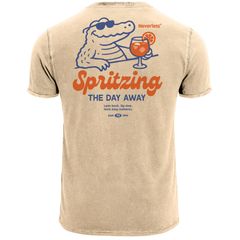 Herren Vintage T-Shirt Backprint Spritzing the day away Alligator Retro Design Aufdruck Used Look Neverless®