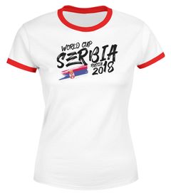 Damen T-Shirt Serbien Serbia Србија Fan-Shirt WM-Shirt Fußball Weltmeisterschaft 2018 World Cup Vintage Moonworks® 