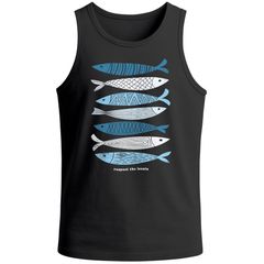 Herren Tank-Top mit Print Aufdruck Spruch respect the locals Fische Design Maritim Muskelshirt Sommer Fashion Neverless®