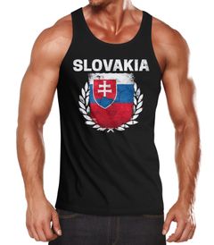 EM WM Tanktop Fanshirt Herren Fußball Slowakei Flagge Slovakia Vintage MoonWorks
