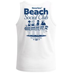 Herren Tank-Top Backprint Beach Social Club Surfer Grafik Sommer-Slogan Muskelshirt Baumwolle Neverless®