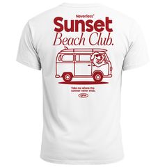 Herren T-Shirt Sunset Beach Club Retro Shirt– Sommer Rückendruck im Vintage Look – Kurzarm Baumwollshirt Neverless®