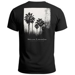 Herren T-Shirt Backprint Sommer-Shirt mit Palmen Rückendruck Vintage Grafik – Kurzarm Baumwollshirt im California Style Fashion Streetstyle Neverless®