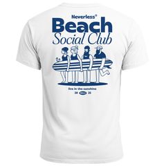 Herren T-Shirt Backprint Beach Social Club Surfer Grafik Sommer-Slogan – Kurzarm Freizeitshirt aus Baumwolle Fashion Streetstyle Neverless®
