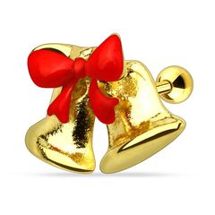 1 Ohr Piercing Stecker Helix Cartilage Tragus Weihnachts-Glocken Weihnachts-Glöckchen Barbell Autiga®