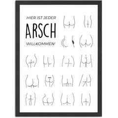 Poster Bilder Badezimmer Lustig Wand-Deko Bad WC Hintern Po Digitaldruck Artprint MoonWorks®