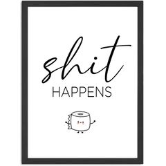 Poster Bilder Badezimmer Wand-Deko Bad WC lustige Sprüche Shit Happens Digitaldruck  MoonWorks®