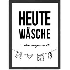 Poster Bilder Badezimmer Wand-Deko Bad WC lustige Sprüche Illustration Wäscheleine Digitaldruck MoonWorks®