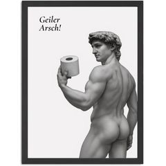Poster Bilder Badezimmer Wand-Deko Bad WC Michelangelo Fotomontage lustig  Digitaldruck MoonWorks®