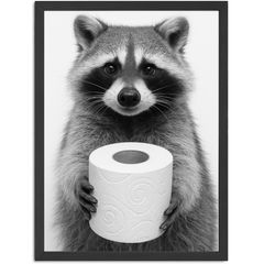 Poster Bilder Badezimmer Fotoprint Waschbär Wand-Deko Bad WC lustiger Digitaldruck MoonWorks®