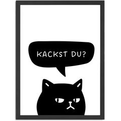 Poster Bilder Badezimmer Sprcuh lustig Kackst du Katze Möwe Wand-Deko Bad WC lustige Sprüche Digitaldruck MoonWorks®