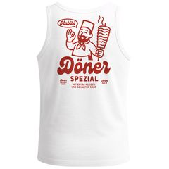 Herren Tank-Top Backprint Döner Spezial Funshirt mit witzigem Kebab Rückendruck Muskelshirt Baumwolle Neverless®