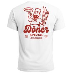 Herren T-Shirt Backprint Döner Spezial Funshirt mit witzigem Kebab Rückendruck Kurzarm Baumwollshirt Fashion Streetstyle Neverless®