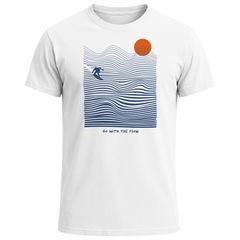 Herren T-Shirt Surfshirt mit Wellenlinien, Sonne & Surfer Motiv – Sommer Grafikshirt im minimalistischen Look Fashion Streetstyle Neverless®