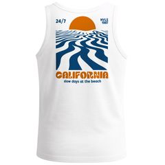 Herren Tank-Top Backprint California Wellen Sonne Grafikshirt Sommer Fashion Streetstyle Muskelshirt Neverless®