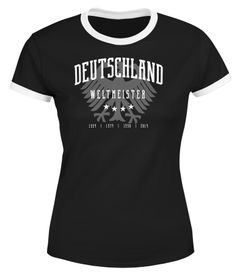 Damen WM-Shirt Deutschland T-Shirt Fußball Weltmeistser Adler vier Sterne Slim Fit tailliert Moonworks®