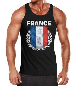 EM WM Tanktop Fanshirt Herren Fußball Frankreich Flagge France Vintage MoonWorks