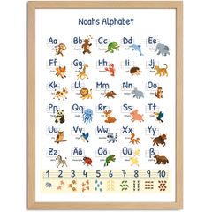 Kinder-Poster Einschulung personalisiert mit Name Alphabet ABC und Zahlen Lernen Geschenk Schulstart SpecialMe®